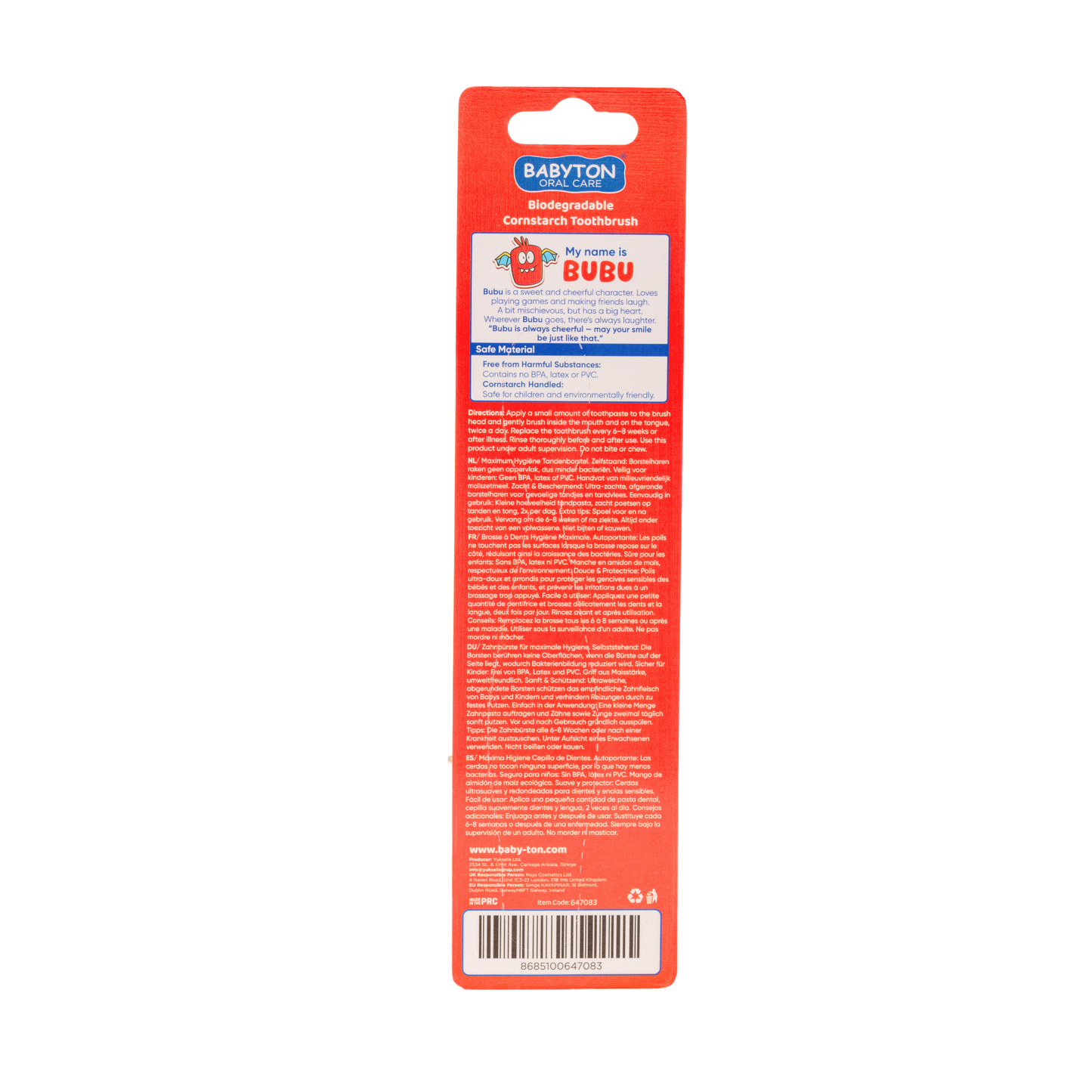 Brosse à Dents Enfant Bio | Bubu (Poils Souples)