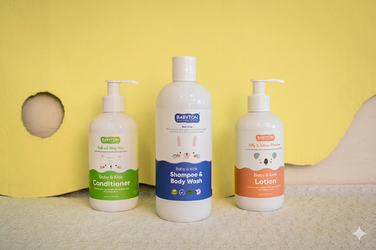 Natuurlijke badverzorging voor baby’s, milde shampoo & bodywash en lotion