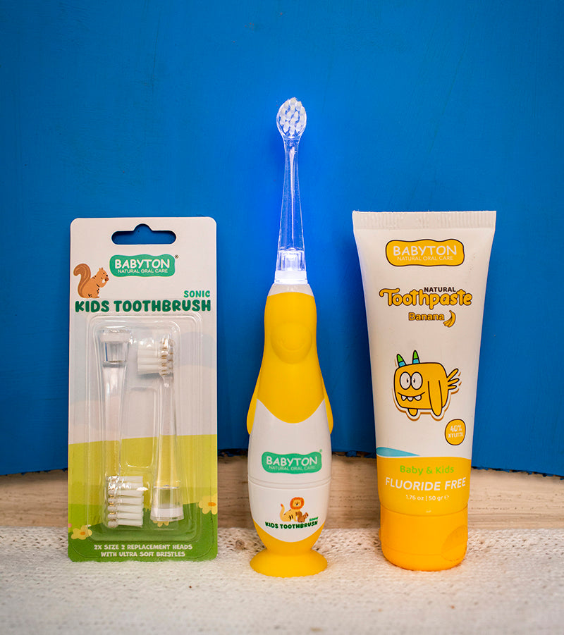 Brosse à Dents Sonique pour Enfant | Avec 2 Têtes de Brosse